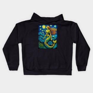 Siren in starry night Kids Hoodie